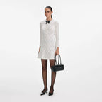 White Lace Bib Knit Mini Dress