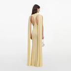 Yellow Viscose Knit Scarf Maxi Dress