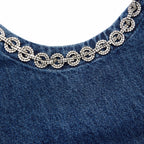 Denim Crystal Trim Mini Dress
