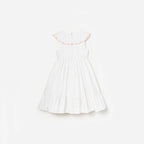 White Cotton Bow Embroidered Dress