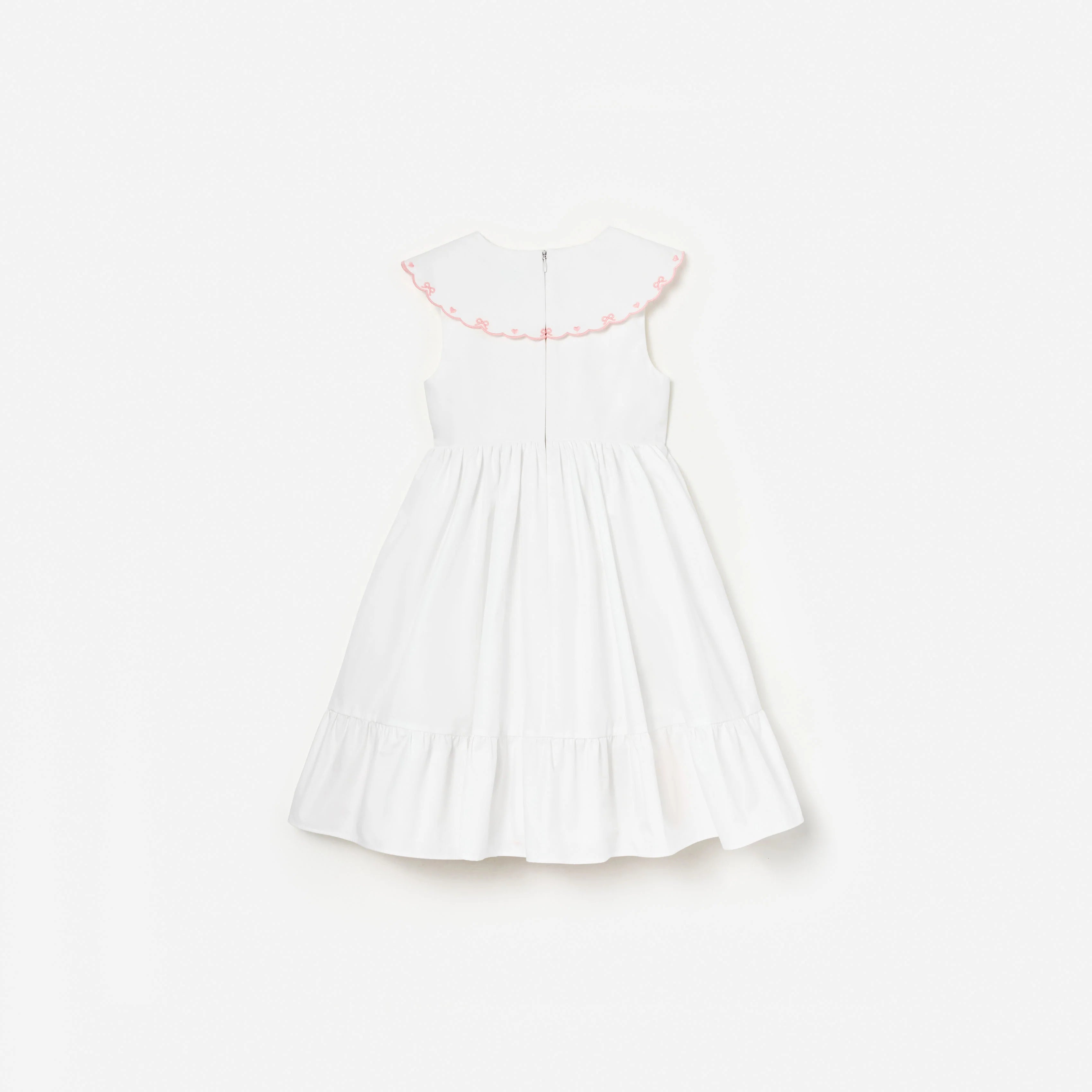 White Cotton Bow Embroidered Dress
