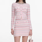 Pink Textured Knit Mini Skirt