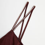 Brown Satin Diamante Maxi Dress