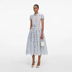 Blue Floral Lace Midi Dress