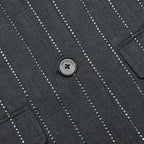 Grey Rhinestone Pinstripe Blazer