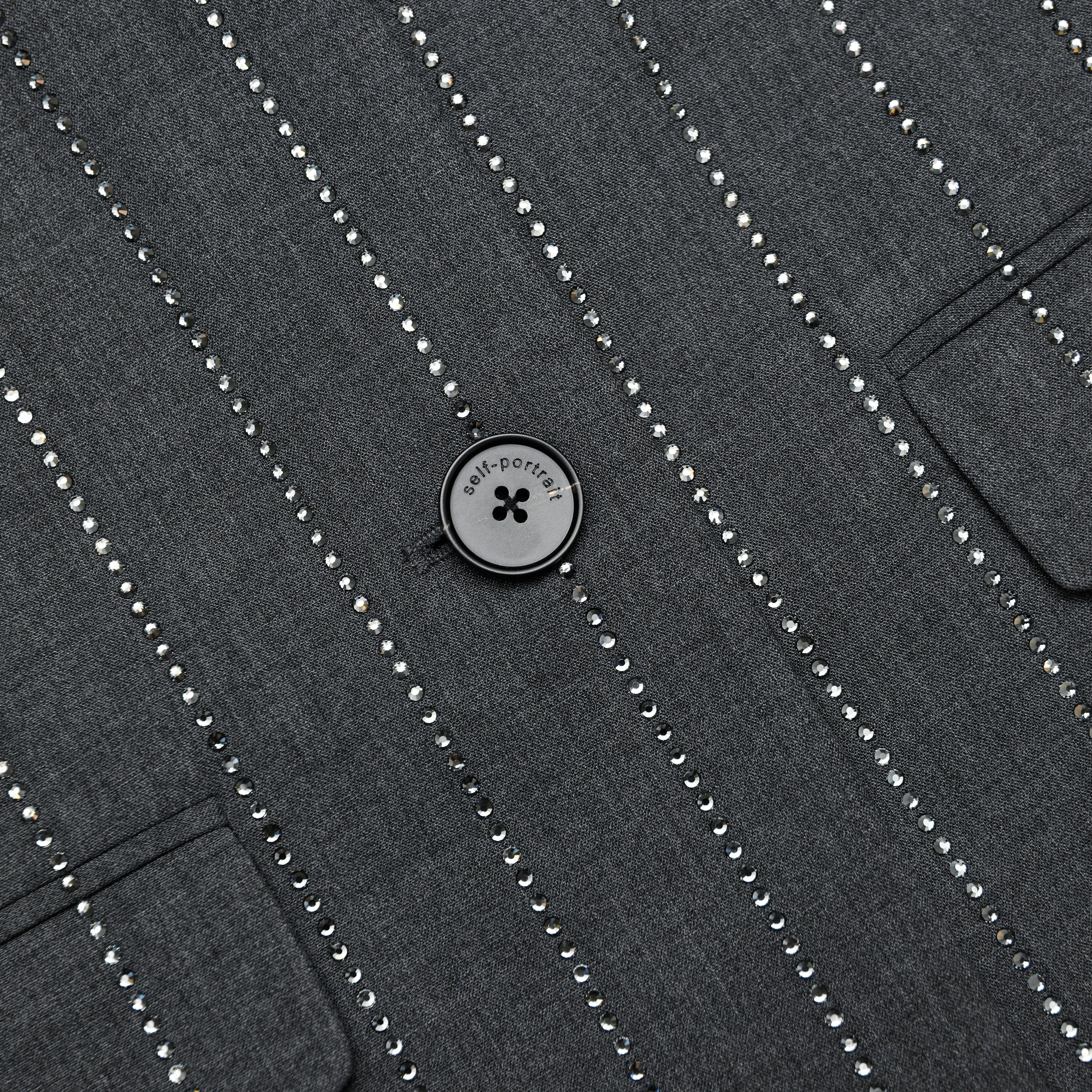 Grey Rhinestone Pinstripe Blazer
