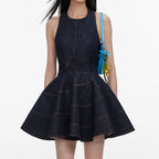 Indigo Denim Halterneck Mini Dress
