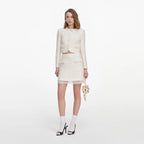 Cream Boucle Lace Mini Skirt