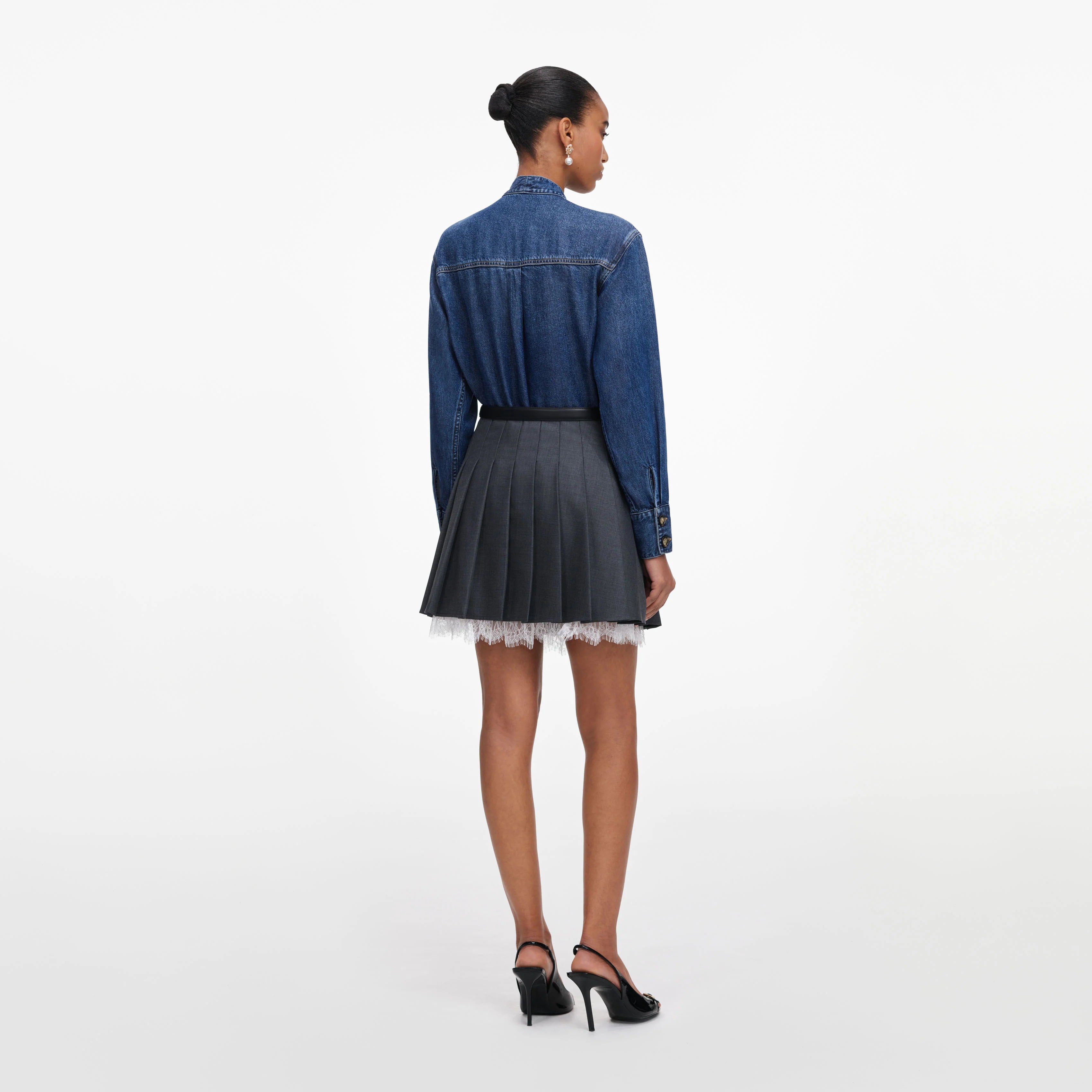 Denim Tie Neck Shirt