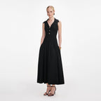 Black Ribbed Knit Midi Dress