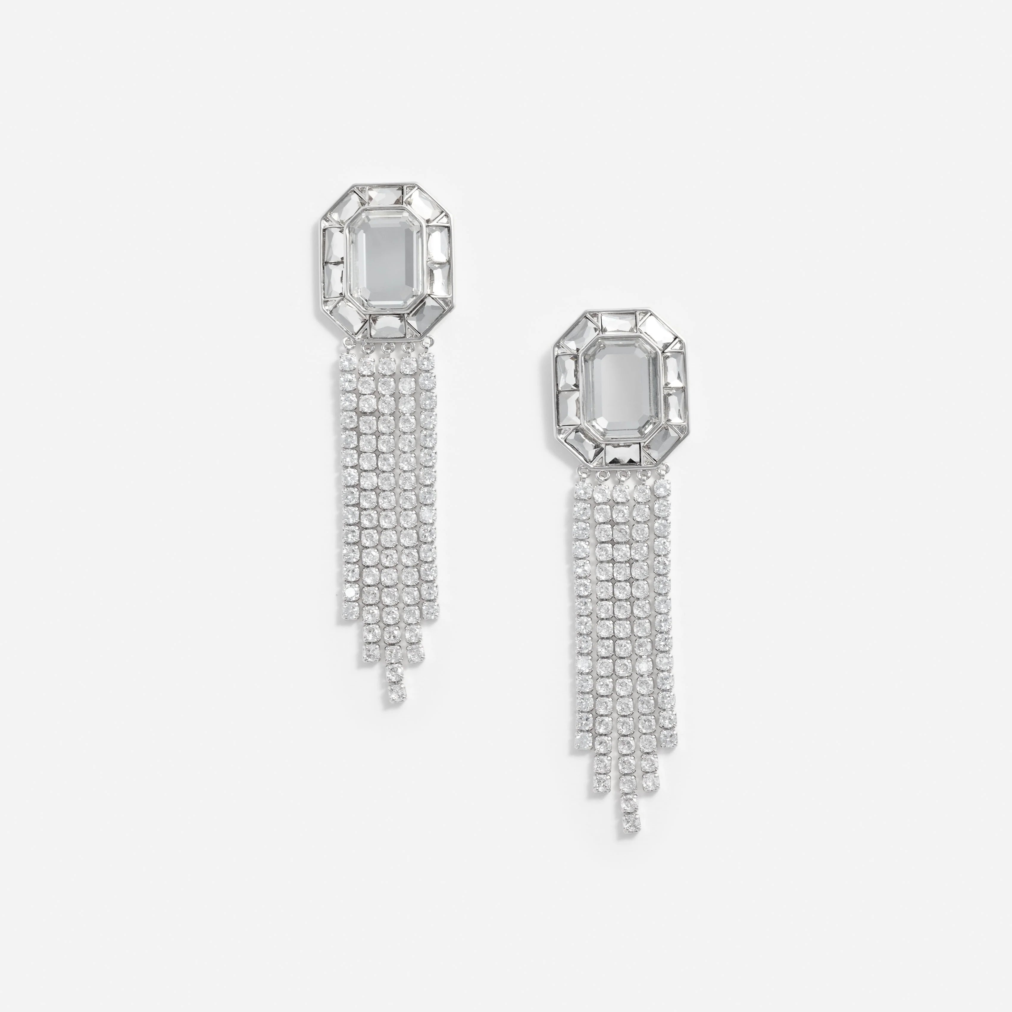 Silver Crystal Droplet Earrings