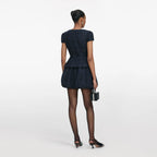 Navy Boucle Mini Dress