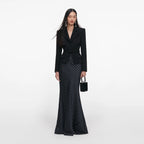 Black Crepe Polka Dot Maxi Dress