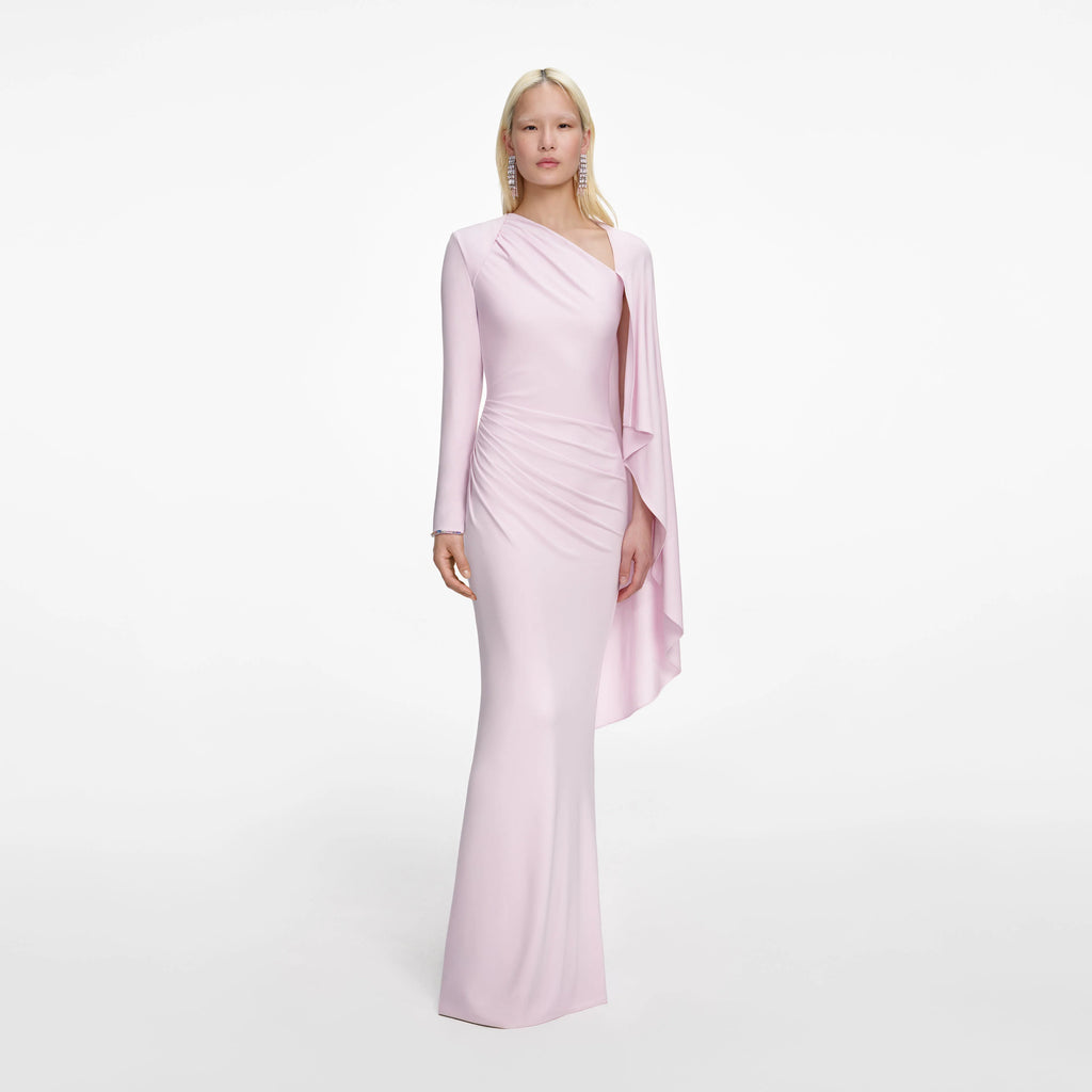 Pink Jersey Drape Maxi Dress