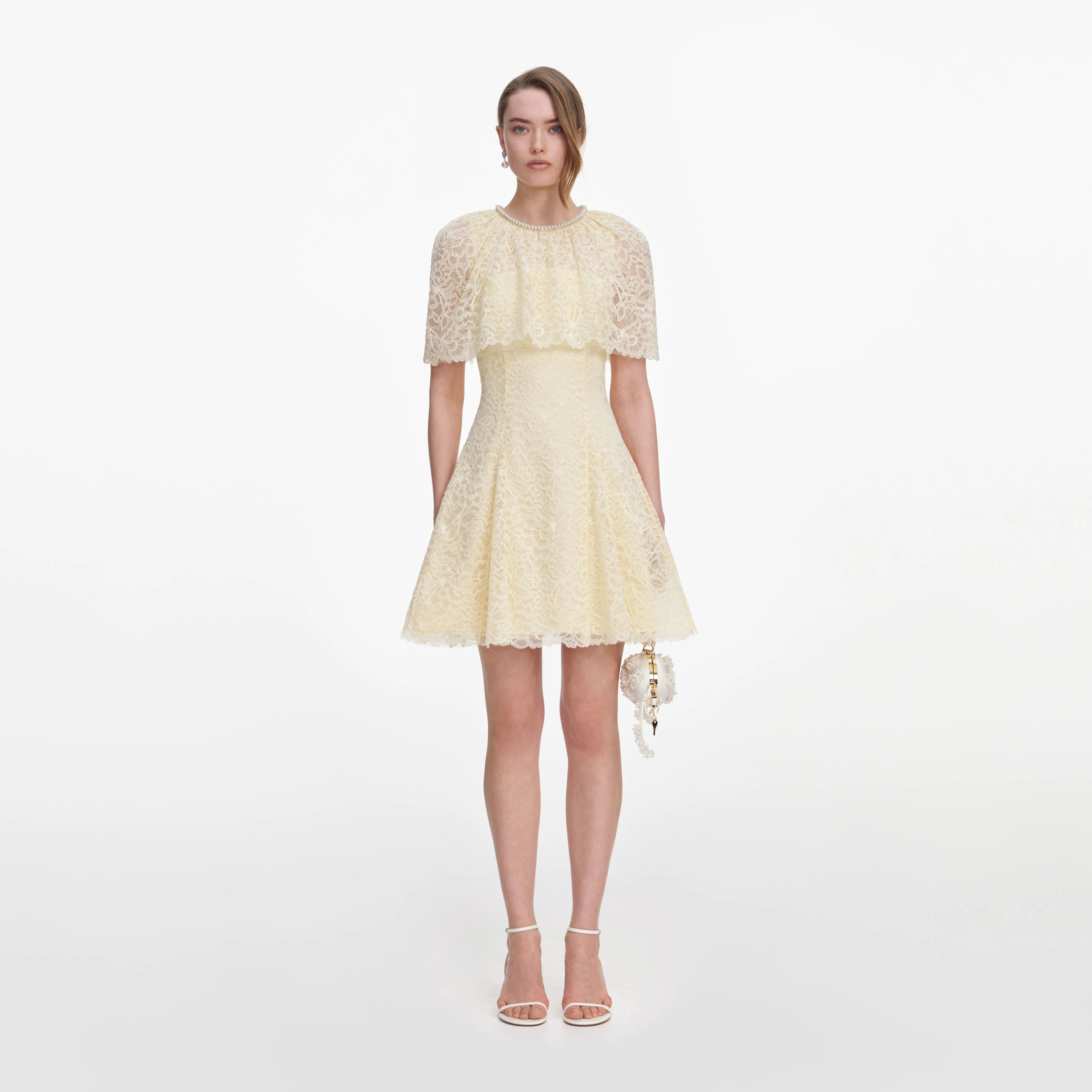 Yellow Lace Cape Mini Dress