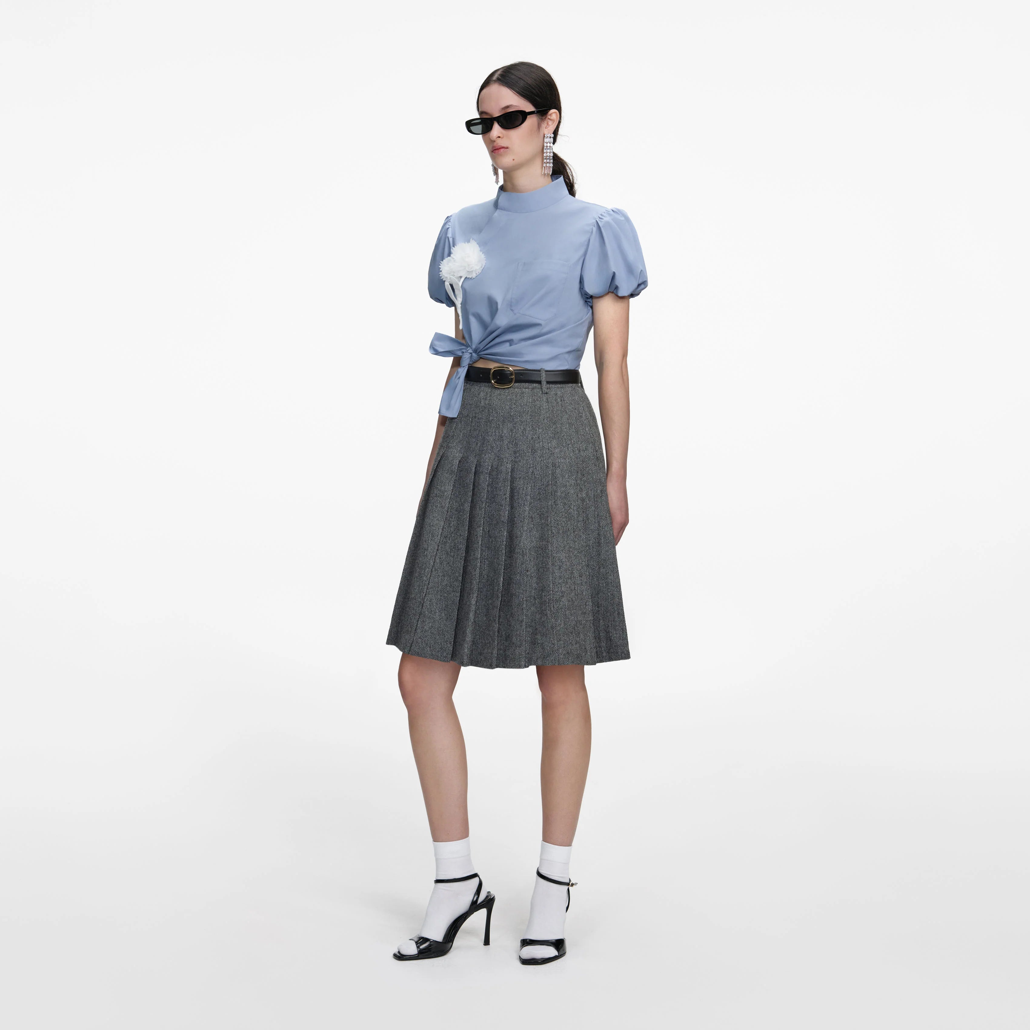 Blue Cotton Tie Side Top