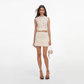 Cream Crochet Flower Knit Mini Skirt