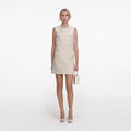 Cream Embellished Boucle Mini Dress