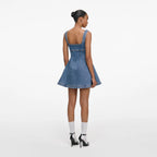 Denim Flared Logo Mini Dress