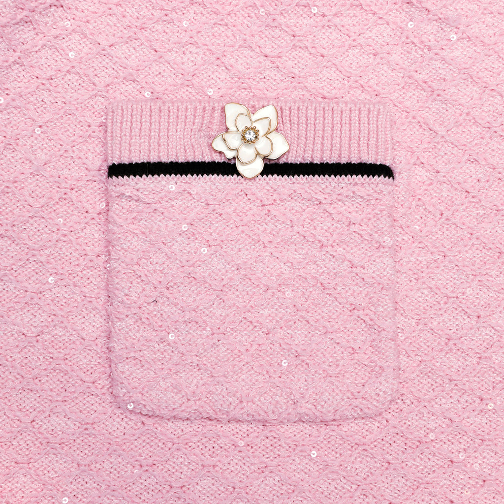 Pink Flower Knit Mini Skirt