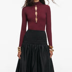 Burgundy Keyhole Knit Top