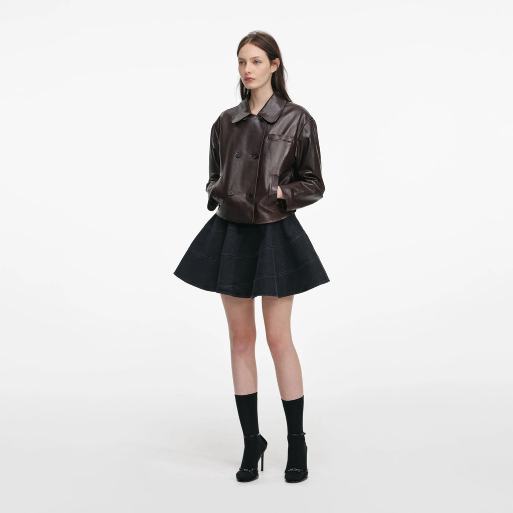Brown Cropped Leather Jacket