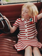 Cream And Red Stripe Knitted Top