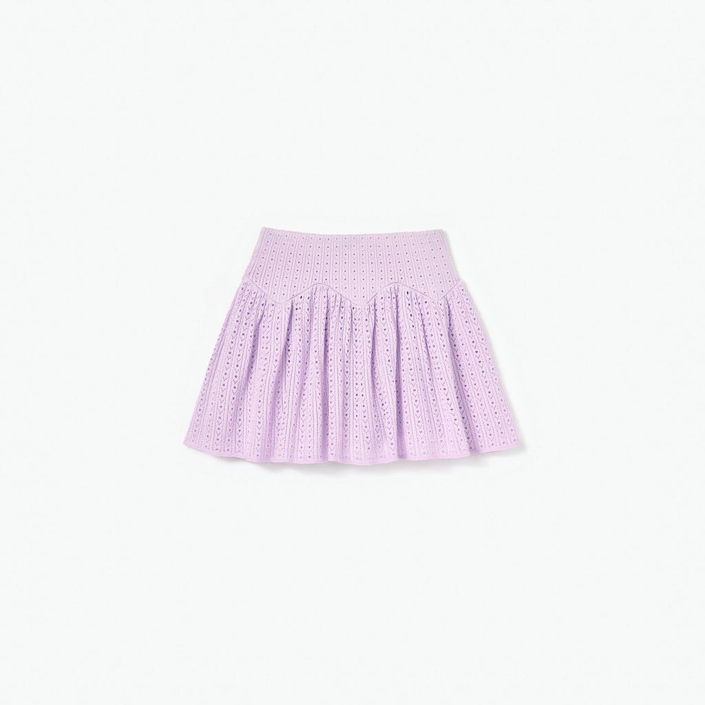 Pink Pointelle Ribbed Knit Skirt