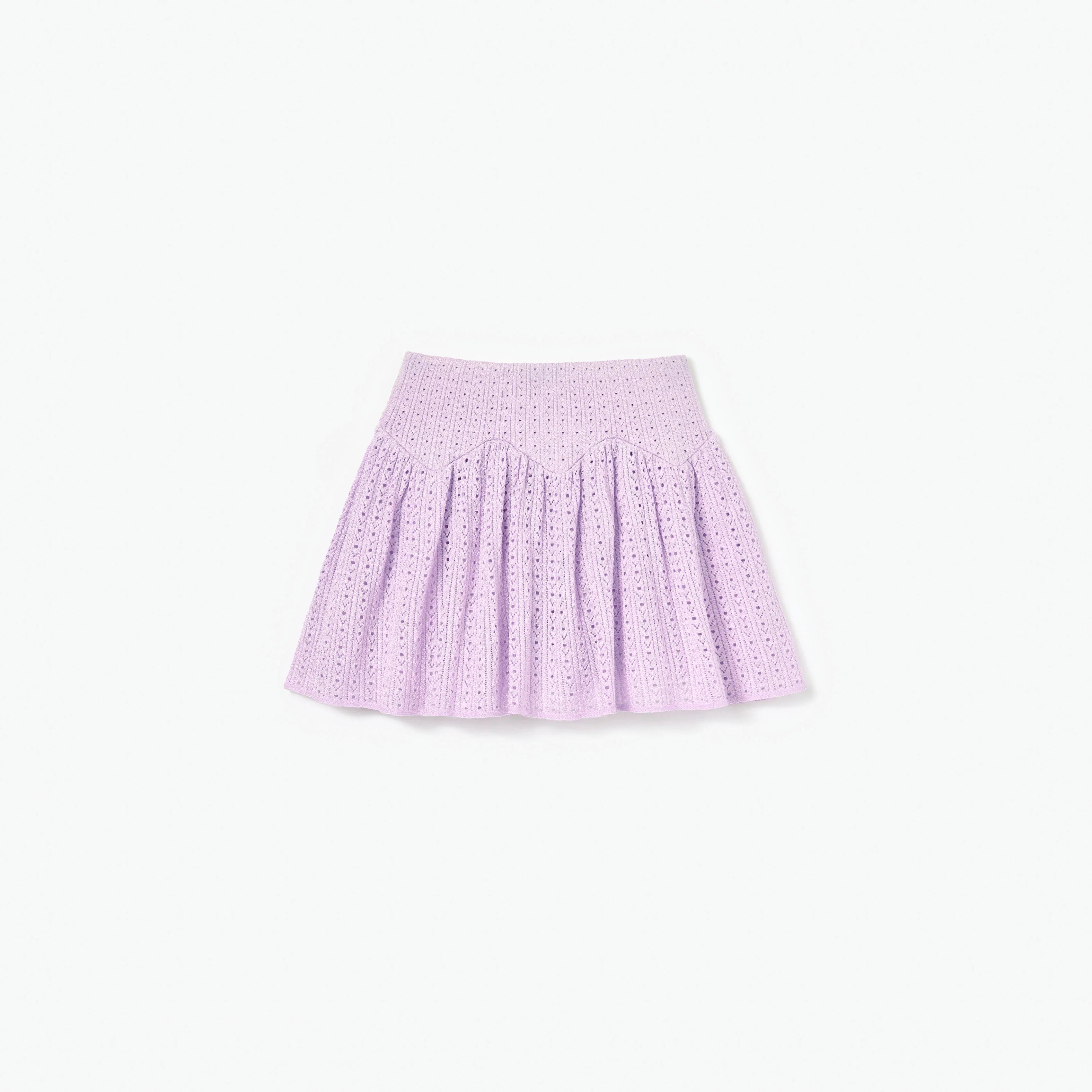 Pink Pointelle Ribbed Knit Skirt