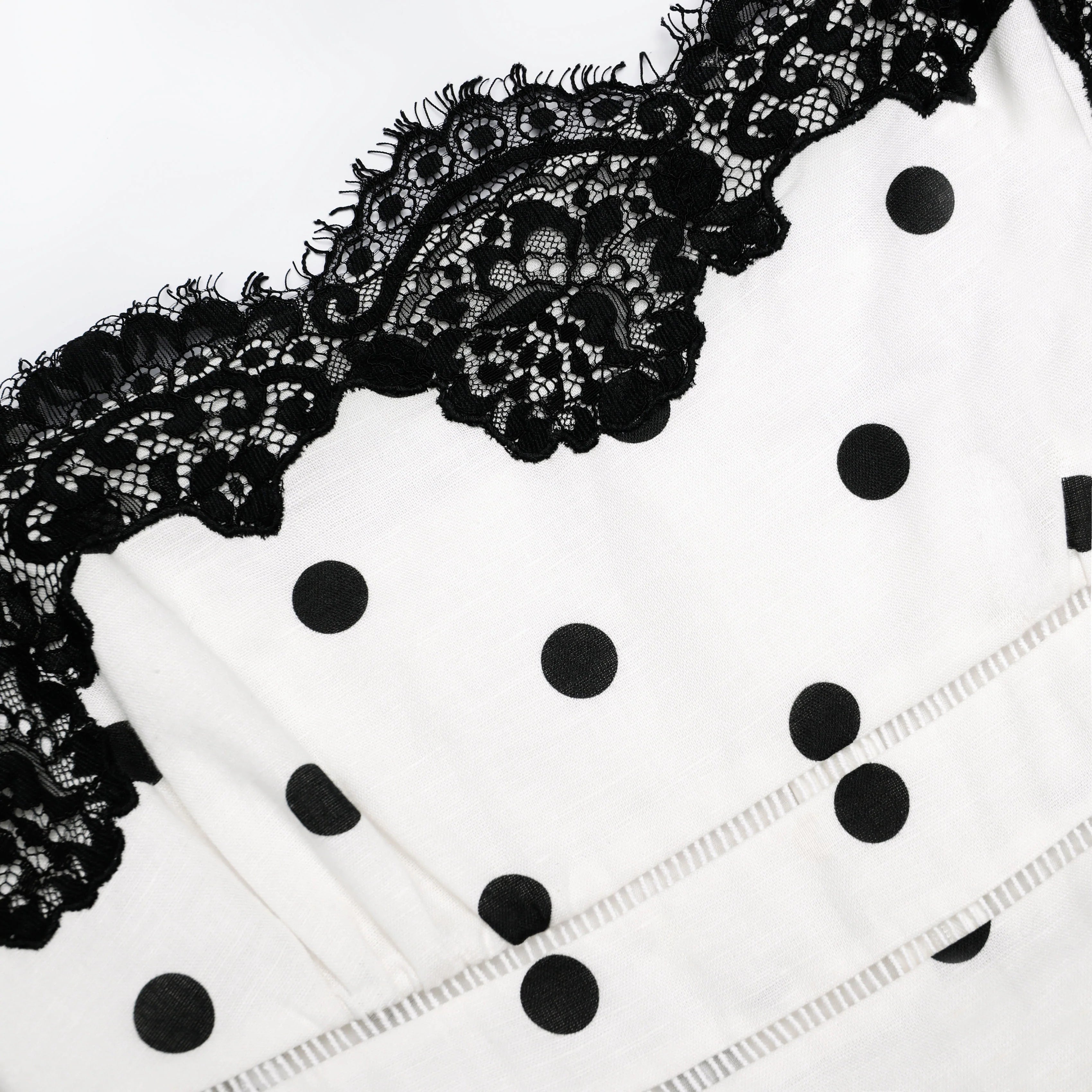 White Polka Dot Linen Midi Dress