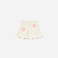 Cream Flower Knitted Skirt