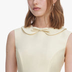 Yellow Taffeta Collared Midi Dress