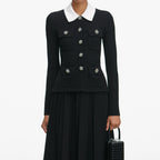Black Tailored Knit Midi Dress