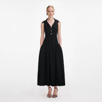 Black Ribbed Knit Midi Dress