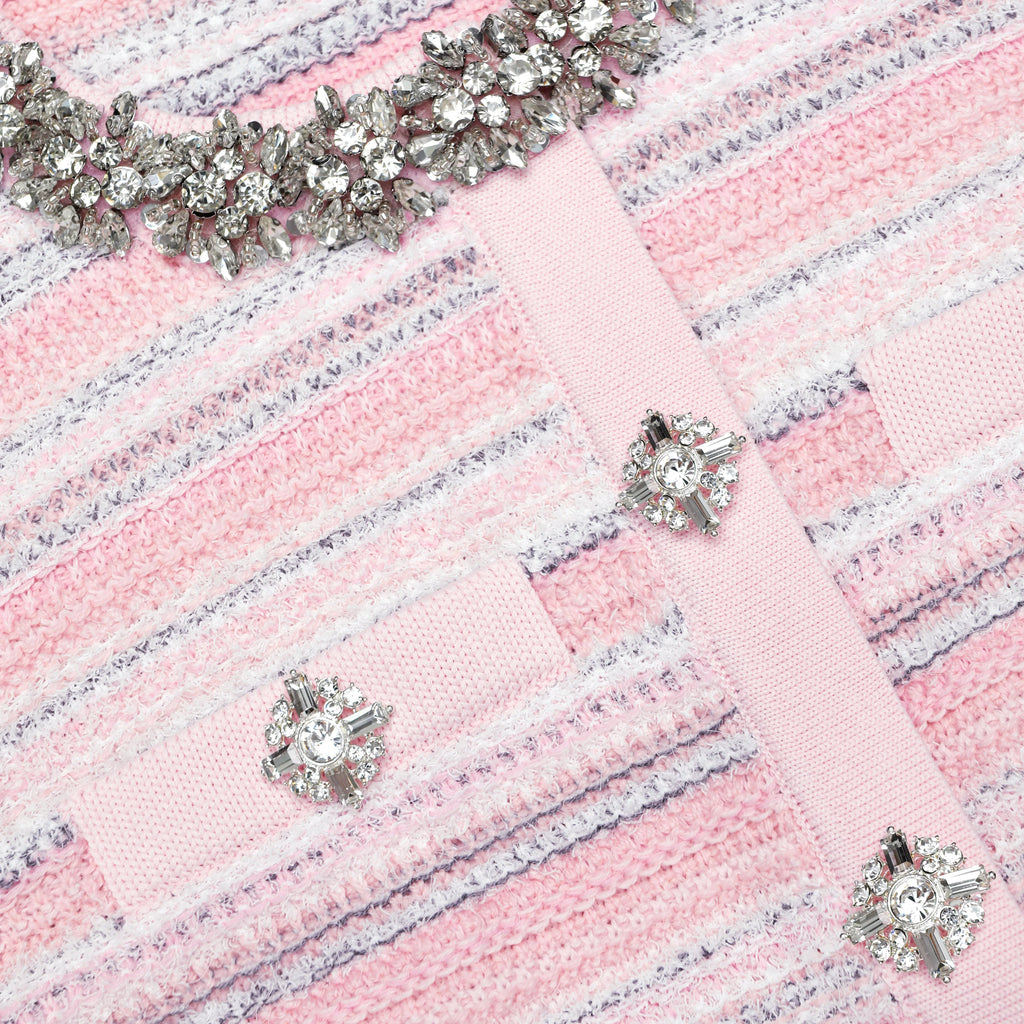 Pink Textured Knit Mini Dress