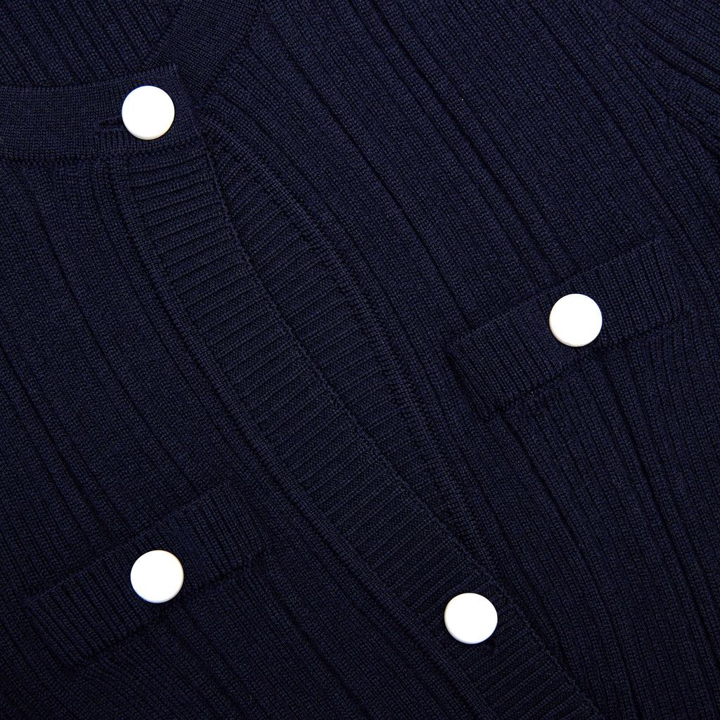 Navy Asymmetric Knit Top