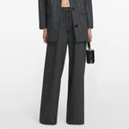 Grey Rhinestone Pinstripe Trousers