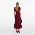 Burgundy Pearl Knit Midi Dress