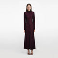 Burgundy Rhinestone Fishnet Midi Dress