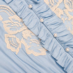 Blue Viscose Lace Top