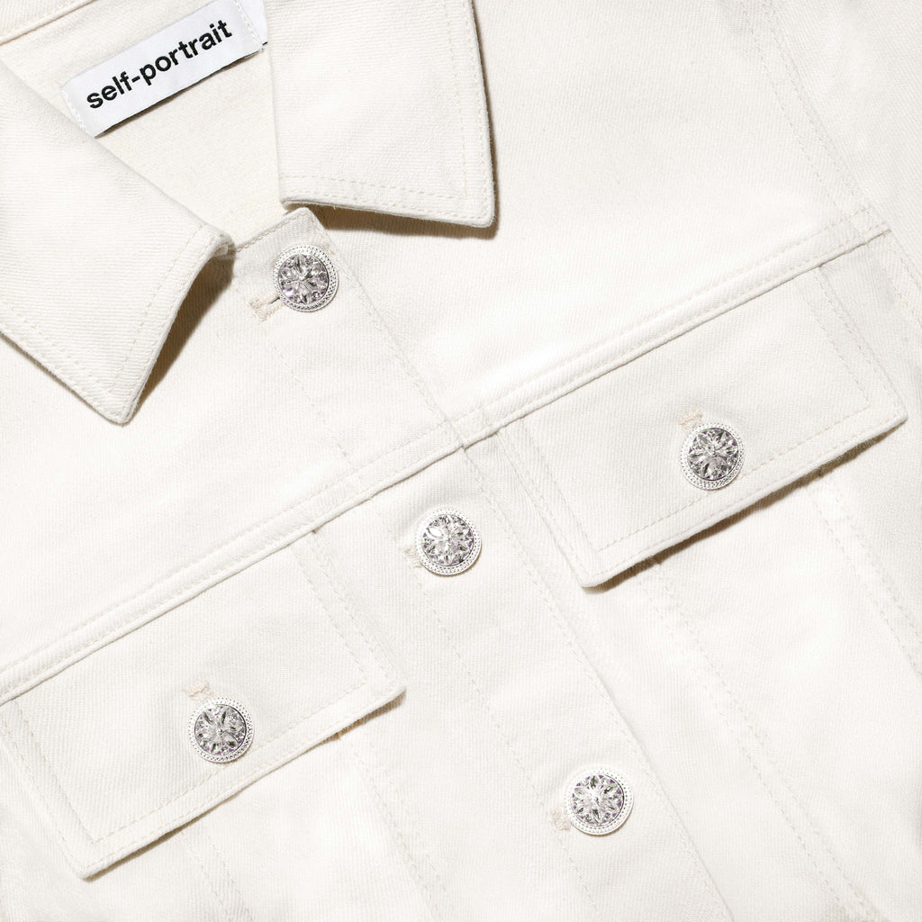 Cream Broderie Collared Denim Mini Dress