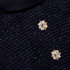 Navy Metallic Boucle Jumpsuit