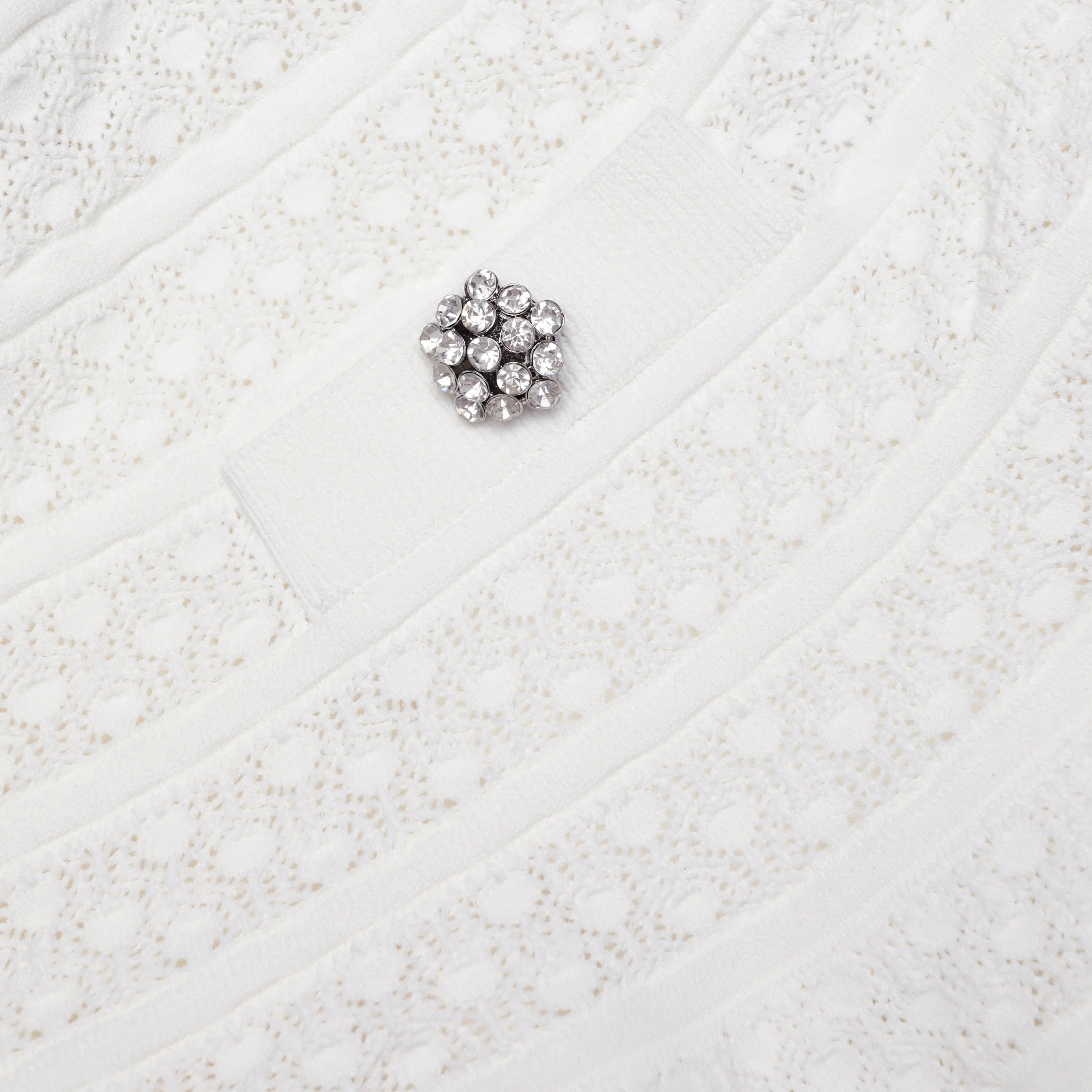 White Pointelle Knit Mini Skirt