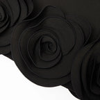 Black Crepe 3D Flower Mini Dress