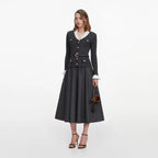 Grey Knit Twill Midi Dress