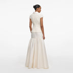 Cream Boucle Taffeta Maxi Dress