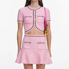 Pink Flower Knit Mini Skirt