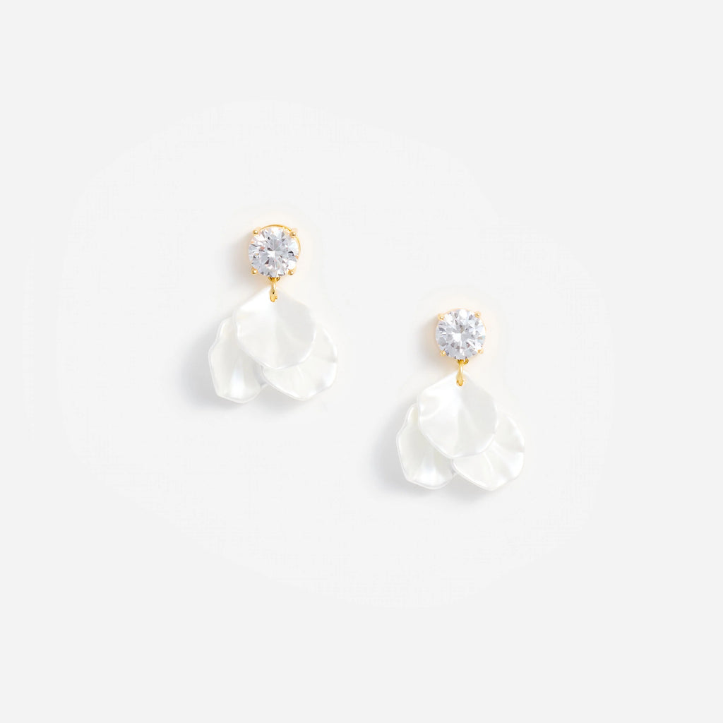 Crystal Pearl Petal Earrings