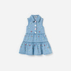 Flower Denim Embroidered Dress