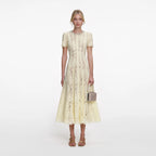 Yellow Lace Embellished Midi Dress